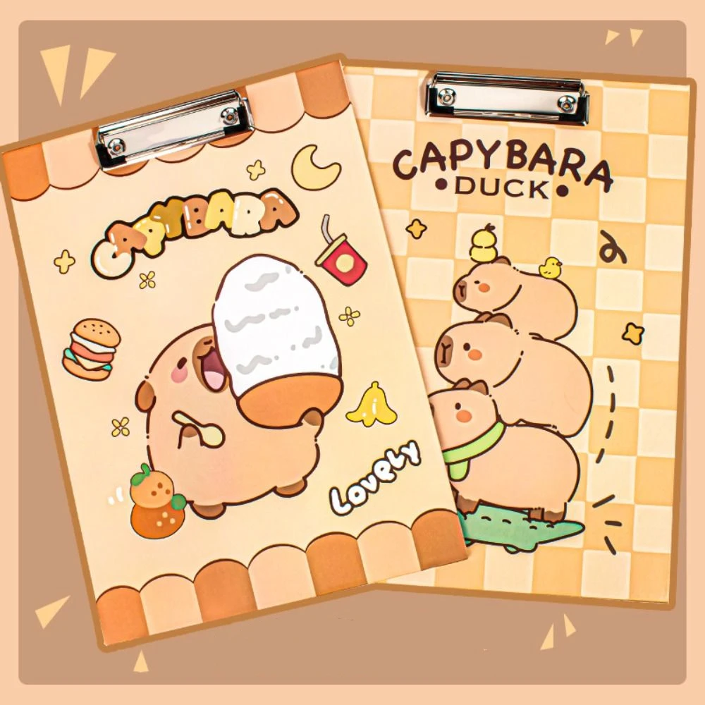 Aesthetic A4 Board Clip Folder File Storage Document Capybara File Folder Paper Holder Good-looking Writing Clipboard