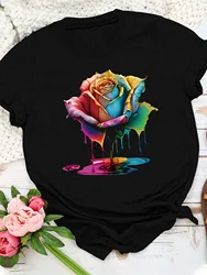 2024 New Plus Letter Fashion Printed Black T-shirt Women's Summer Casual Loose Comfortable Top plus size plus size clothing