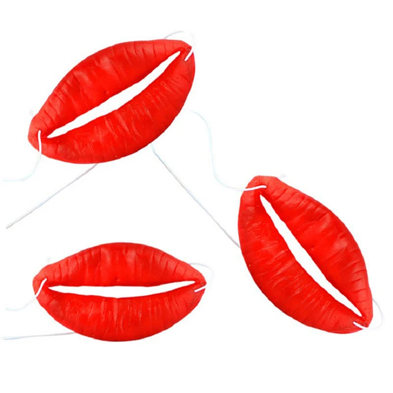 Props Jokes Sausage Red Lips Thick Big Mouth Halloween Funny Horror Latex Mask Trick Play Wedding Party Props