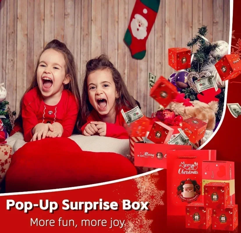 Christmas Gift Box Diy Folding Paper Boxs Money Pop Up Birthday Wedding Surprise Bounce Boxs Explosion Red Envelope Gift Box Set