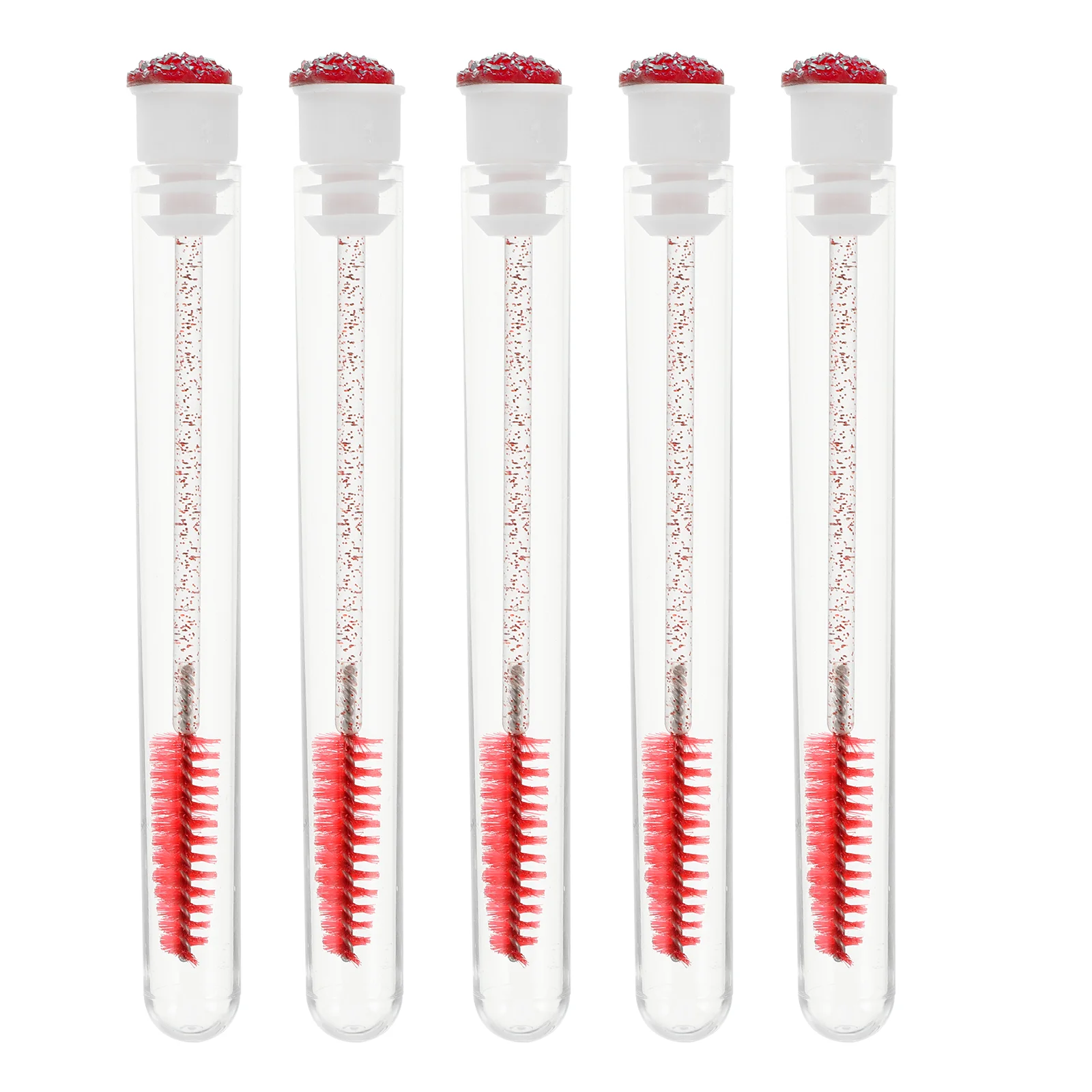 10 Pcs Eyebrow Brush Eyelash Diamond Mascara Comb Makeup Wands Tube Portable Red