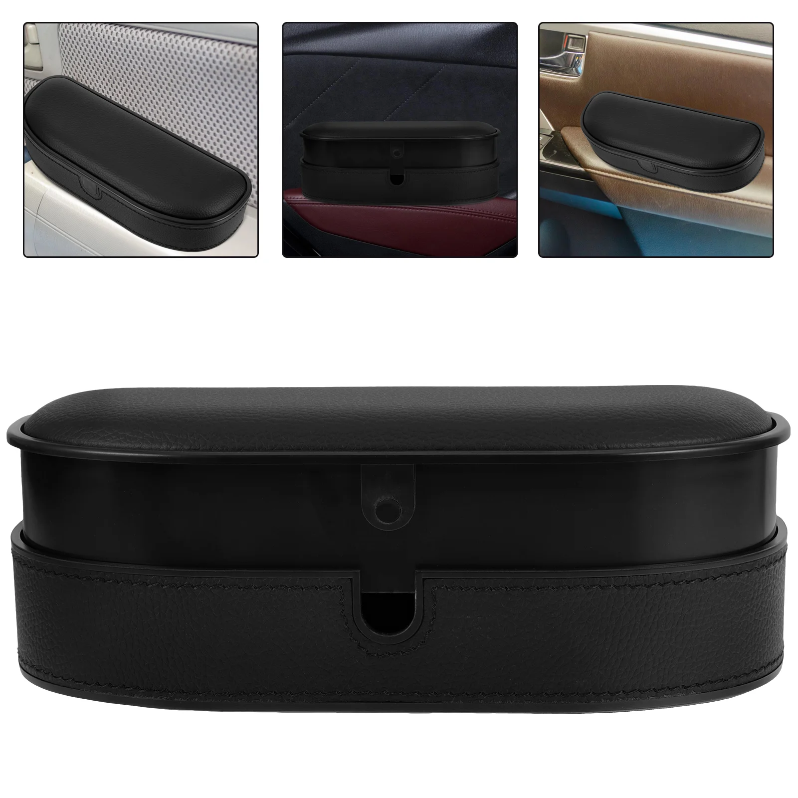 

Car Door Elbow Rest Cushion Pad Black Height Adjustable Armrest Storage Fall Prevention Multifunctional Car