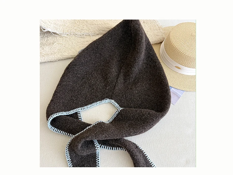Winter Edge-Locked Balaclava Hat For Women, Slimming Face Effect, Ear-Protecting, Knitted Warm Hat And Scarf All-In