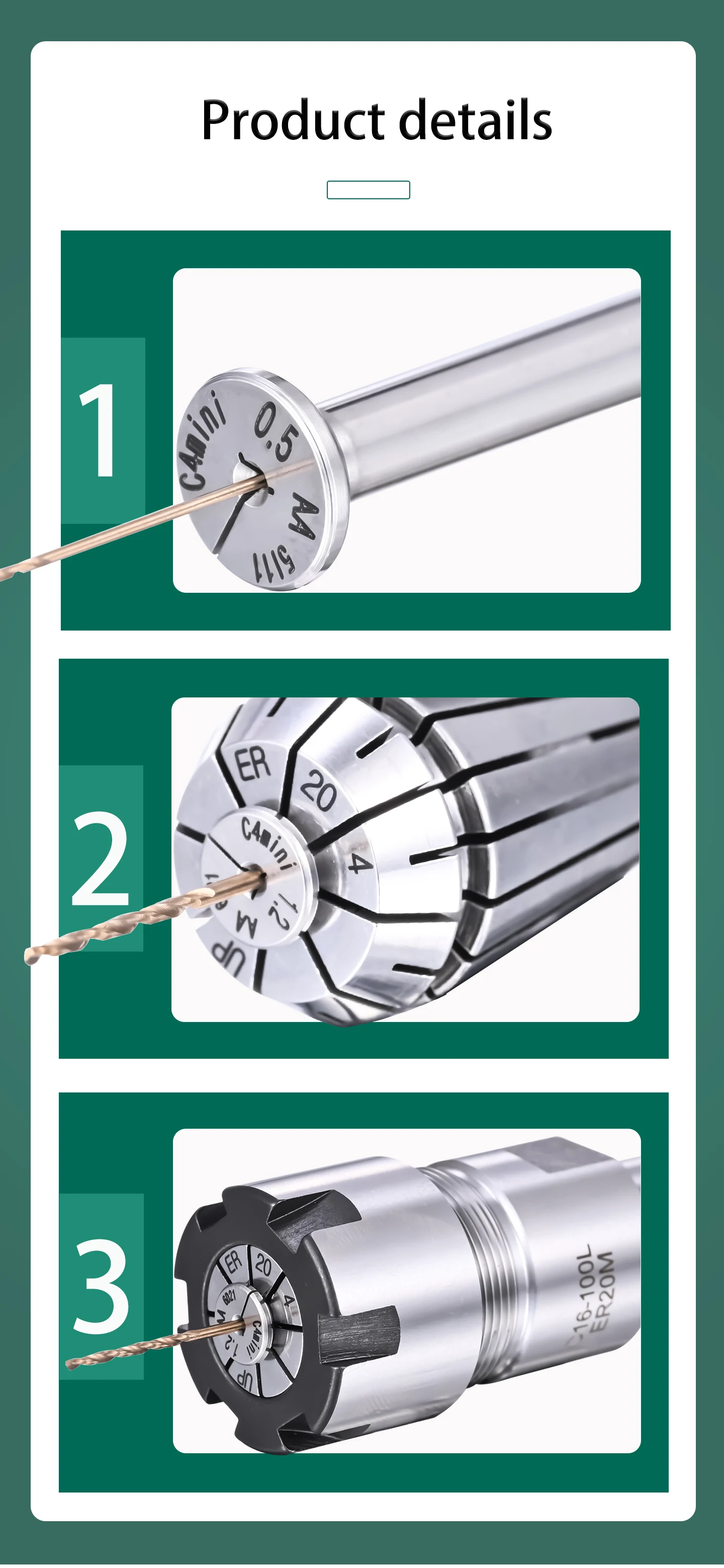 GDR C4 Mini-Spannzange, Spannzangenfutter mit kleiner Öffnung, ER-Spannzange, hohe Präzision 0,005 AA, ER11 ER16 ER20 ER25 ER32 C4 Spannzange, BT40 Werkzeughalter – Detail 12