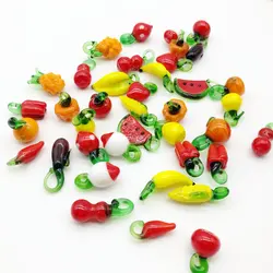 15PCS Muran Apple Cherry Charms Lampwork Glass Fruit Pepper Multicolored Vegetable Earrings Accessories