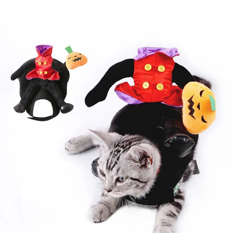 

Headless Knight Back Accessories for Small Medium Dogs Halloween Funny Cosplay Cat Clothing Pumpkin French Bulldog Costumes