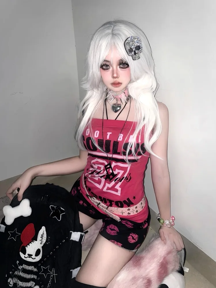 original handmade Devil Rabbit School Bag Cross Chain Star Bone Pin Backpack