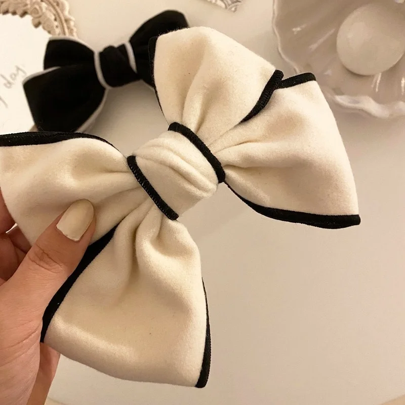 1pcs Bowknot Hair Clip Women Imitation Cashmere Hairpin Top Head Ponytail Barrettes Elegant Bows Hair Accessoires