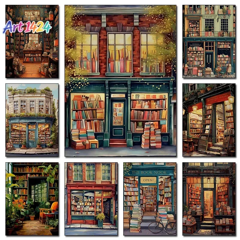 Vintage Book Store Poster Book Shop Canvas Painting Print Book Lovers Gift Reading Bookshop Wall Art Living Room Bedroom Decor