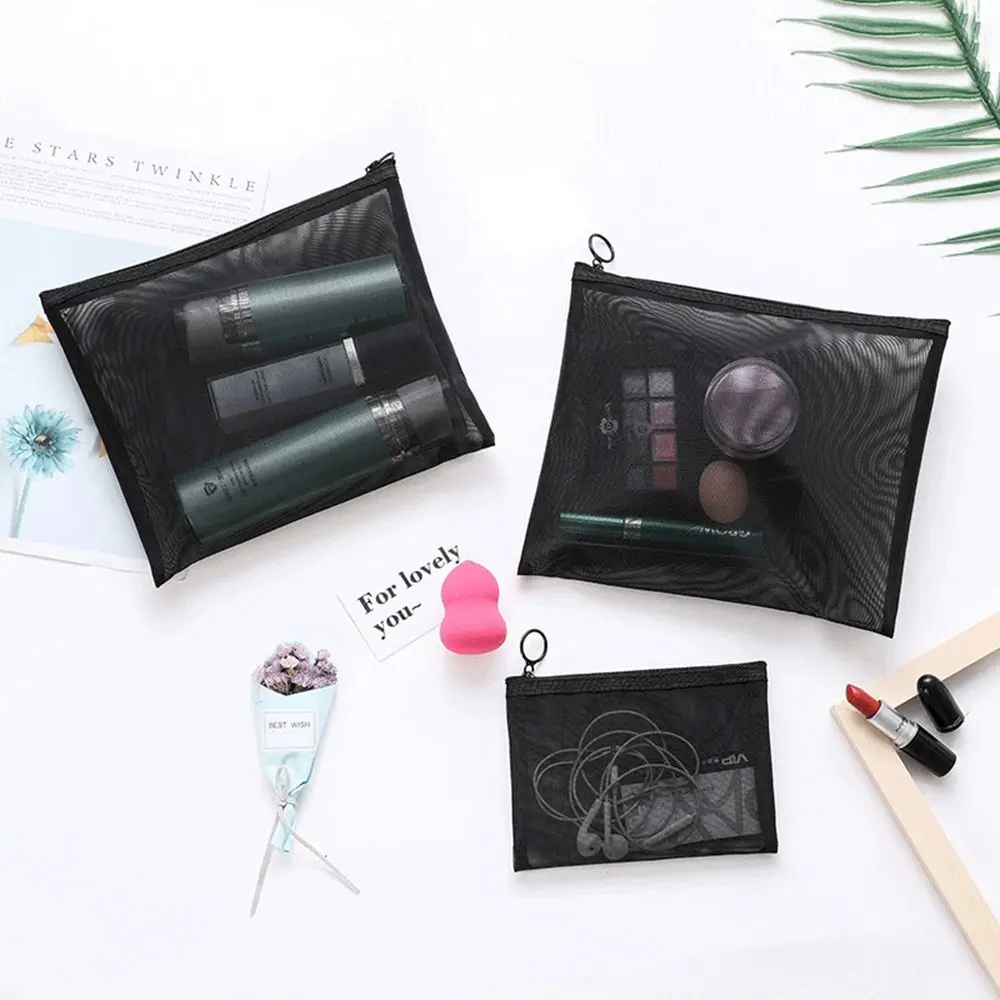 Bolsa de lavado al aire libre con cremallera, estuche organizador de gran capacidad, bolsa de cosméticos de malla, estuches de cosméticos, bolsas de