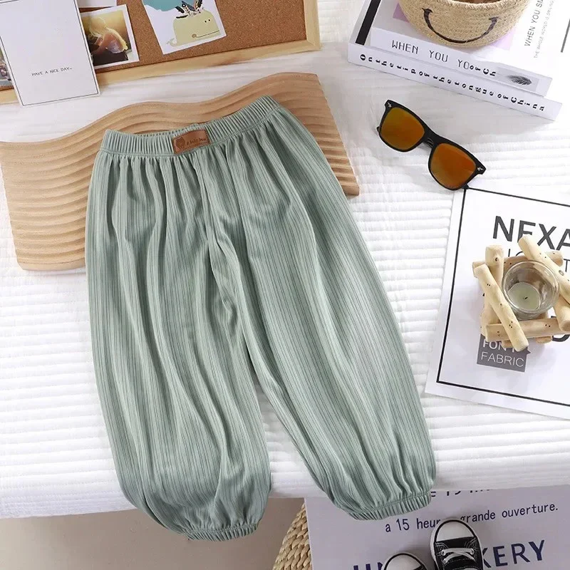 Summer Thin Breathable Prevent Mosquito Candy Color Kids Boys Girls Baby Pants