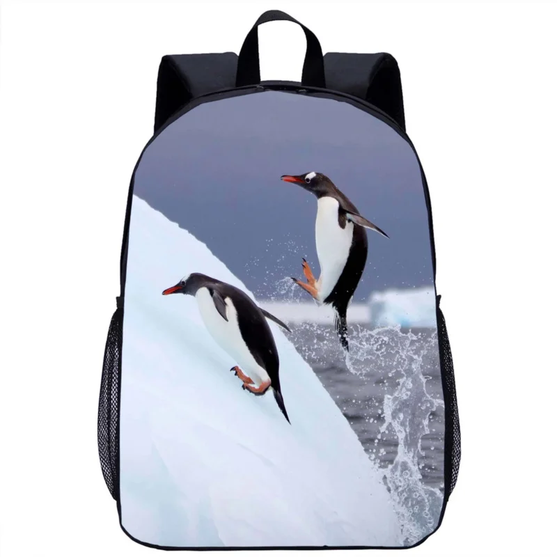 Backpack with Penguin Pattern Girls Boys Kids School Bag Cool 3D Print Teenager Fashion Casual Backpack Daily Storage Rucksack