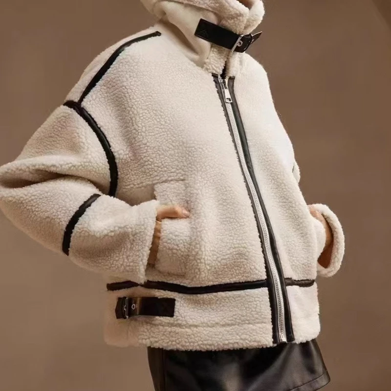 

Осень-зима 2022, новая куртка из овечьей шерсти, женская утолщенная куртка с мехом локомотива, теплая женская одежда