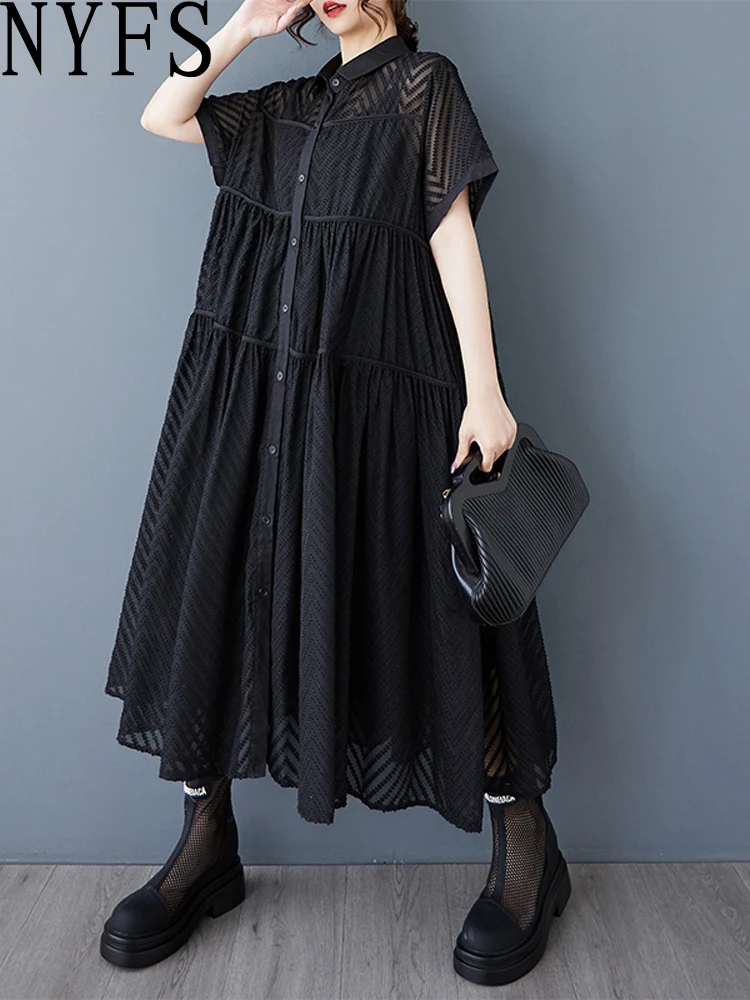 NYFS plus Size Abito estivo da donna Sling Set due pezzi Camicia Abito Abito Abito Allentato Personalità della moda 2025