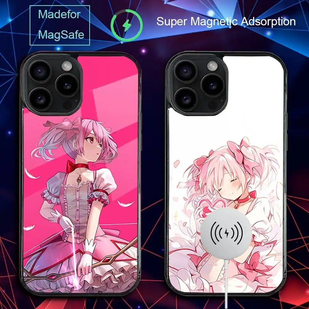 

P-Puella Anime Magi Phone Case For iPhone 17,16,15,14,13,12,11,Pro,Max,Plus,Mini,SE4,E Magnetic Magsafe Wireless Charging