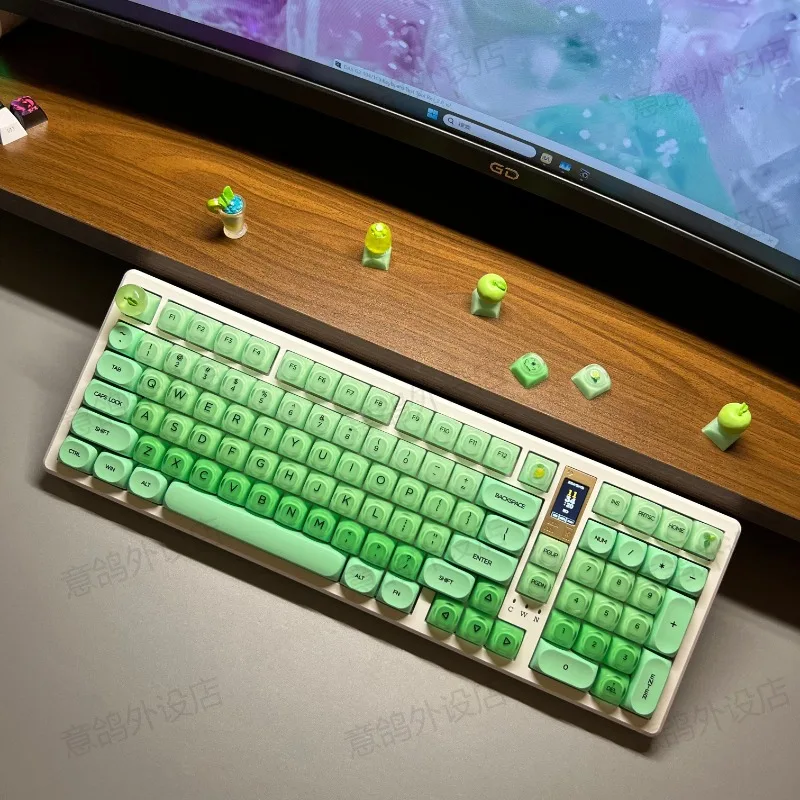 Green Color Series Mechanical Keyboard Custom Wired 2.4G Bluetooth Tri-mode 100 Keycaps PBT/PC Hot-swap for Gaming and Esports