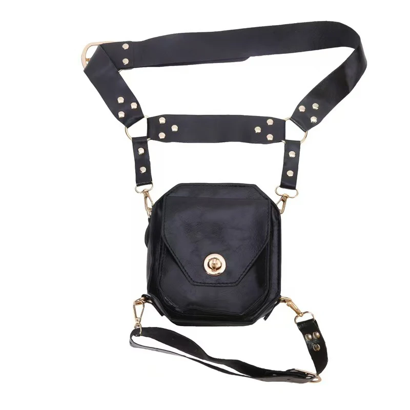 Hüfttasche, verstellbar, Beintasche für Damen, Retro Mittelalterliche Ritter Biker Seitentasche, Gothic Streetwear Motorrad Biker Geldbörse – Detail 8