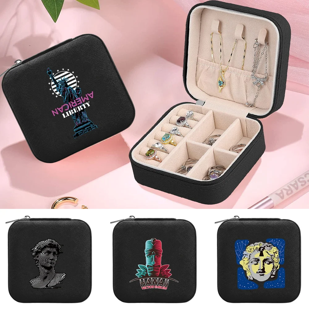 

New Jewelry Storage Box Desktop Drawer Necklace Ring Seat with Zipper Bracelet Earrings Jewel Organizer Case Sculpture Series