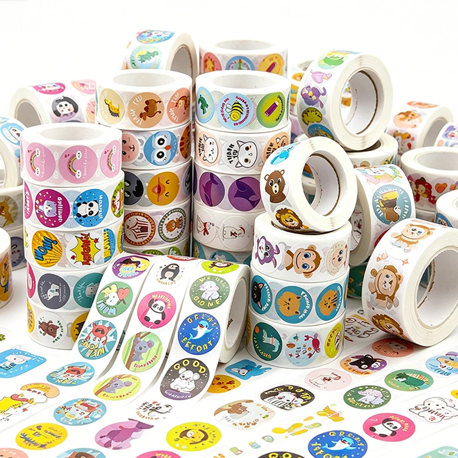4/8Rolls School Reward Stickers - Cute Animal Motivational Stickers for Teachers & Students Assorted Encouragement Labels