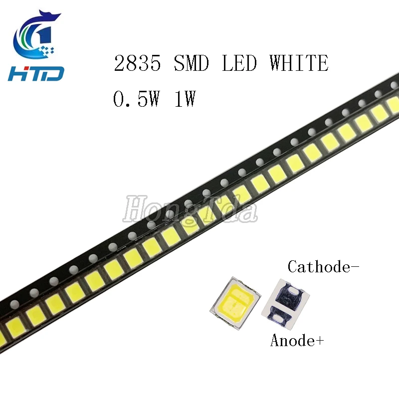 100pcs High Brightness SMD LED 2835 1W 0.5W 0.2W White 3V 6V 9V 18V 36V 150MA/100MA/30MA/60MA/80MA 6000-6500K 100pcs High Brigh