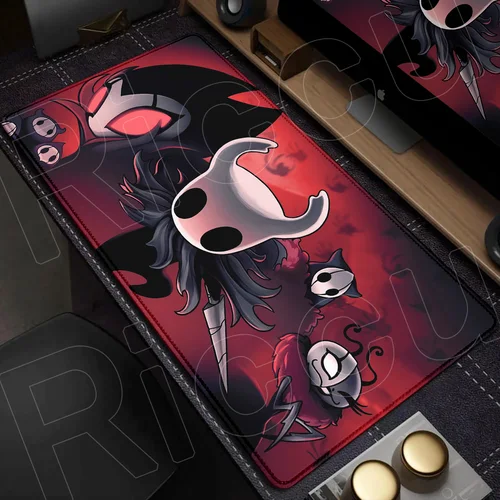 Alfombrilla de ratón grande de goma para PC de 90x40cm, alfombrilla gruesa con borde de puntada para videojuegos, alfombrilla XXL de Anime Hollow Knight, teclado antideslizante para ordenador portátil