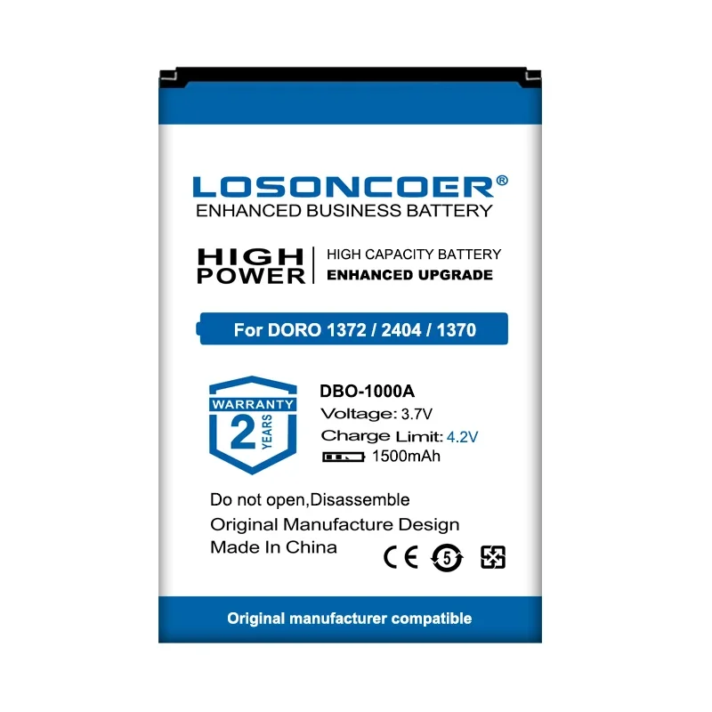 LOSONCOER Battery 1500mAh DBO-1000A For DORO 1372 1370 2404 Mobile Phone