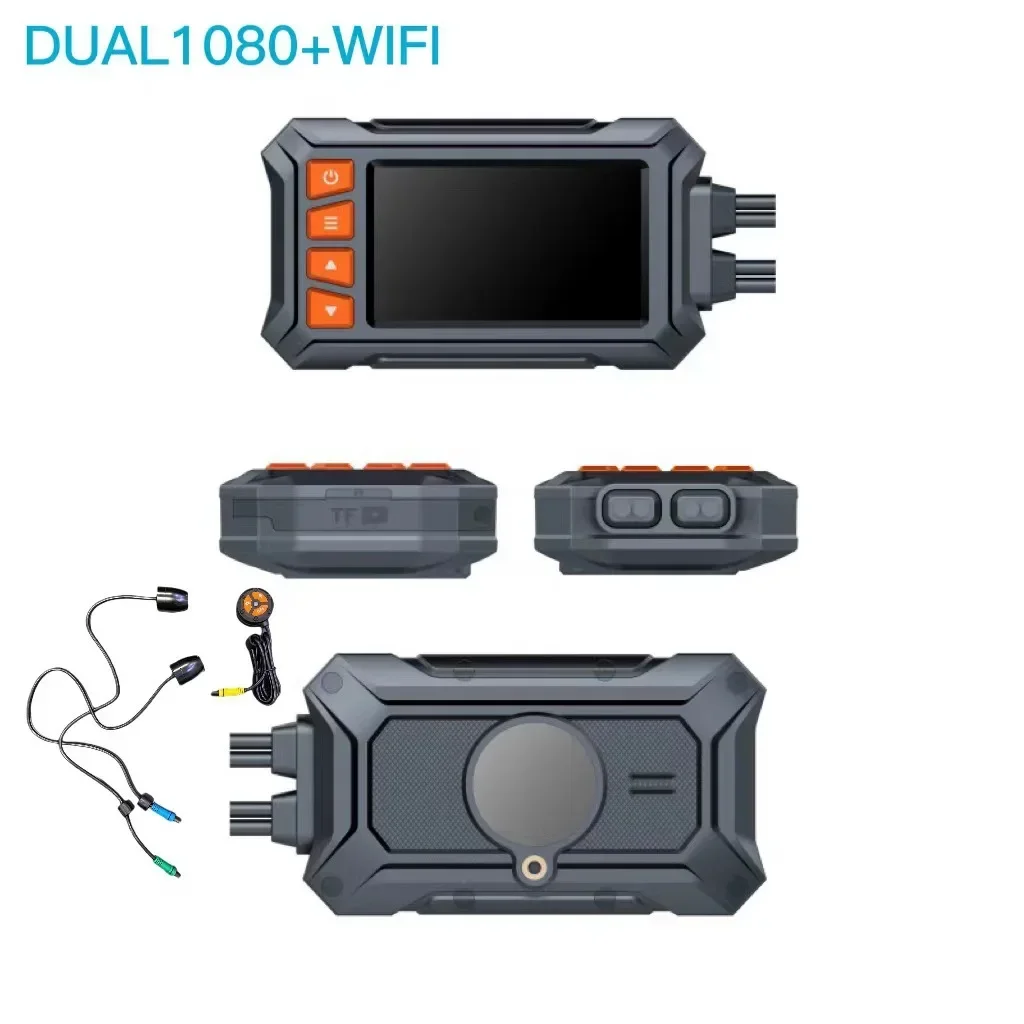 Dual 1080P Full HD Motorcycle Dashcam 3 Inch Waterproof IP67 Camera WiFi Motorcycle DVR Dash Cam Black GPS Box