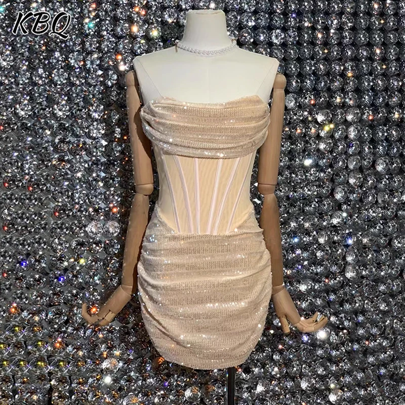 

KBQ Temperament Sweet Slimming Evening Dresses For Women Strapless Sleeveless Backless Elegant Dress Female Fashion Style New