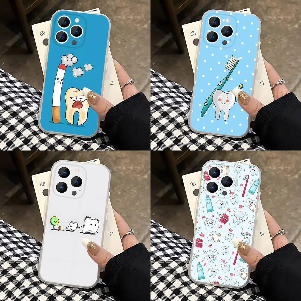 

Cartoon Teeth Dentist Wallpaper Phone Case For iPhone 17,16,15,14,13,12,11 Pro,Max,Plus,Mini,Air,E Magnetic Frosted Clear