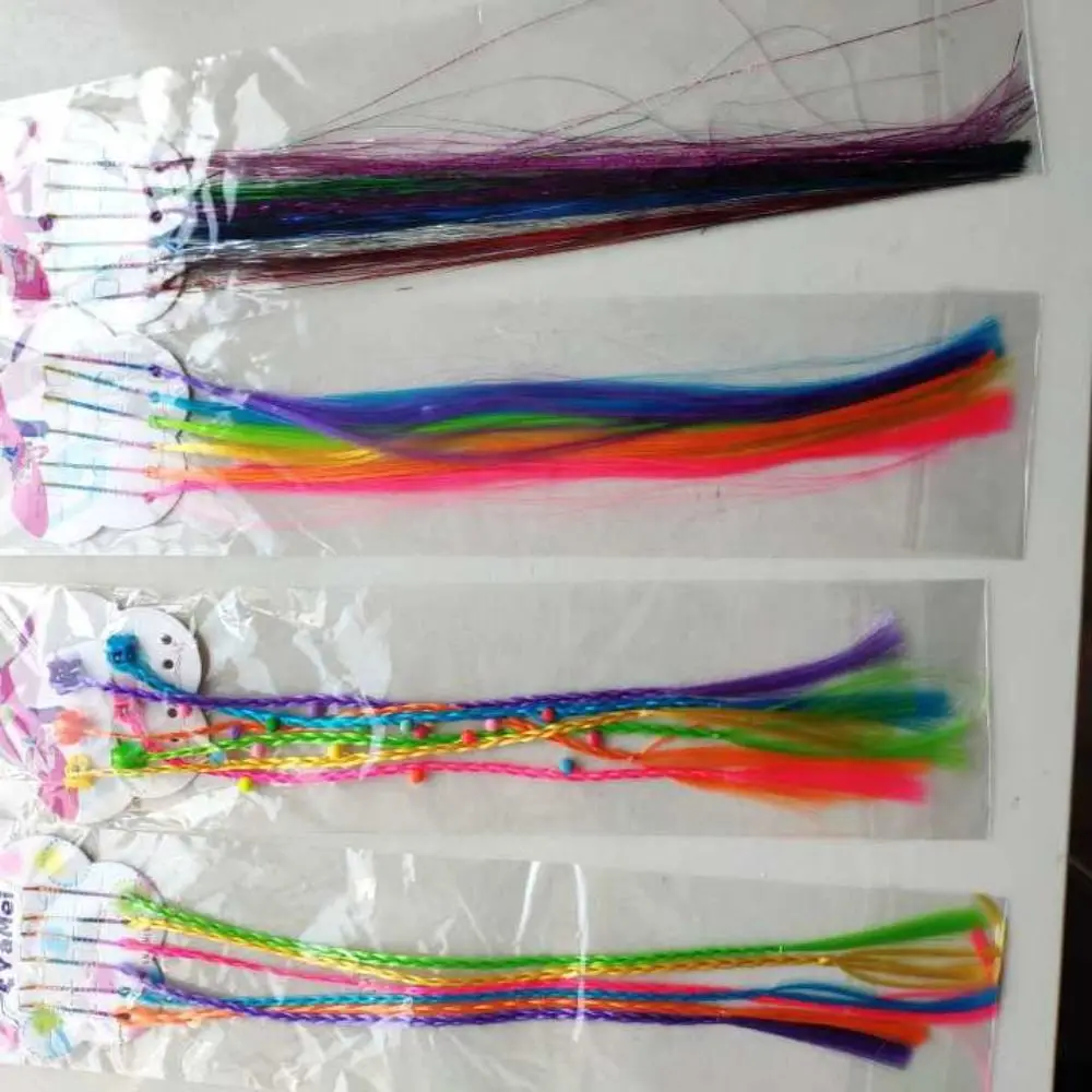 6pcs/set Girls Colorful Wigs Ponytail Hair Ornament Hair Claw Hair Clips Twist Braid Headwear for Kids Girls Hair Accessories