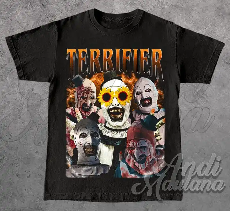 

Limited TERRIFIER Unisex Softstyle T-Shirt, TV Show Merch, Halloween 90s Poster Graphic Tee