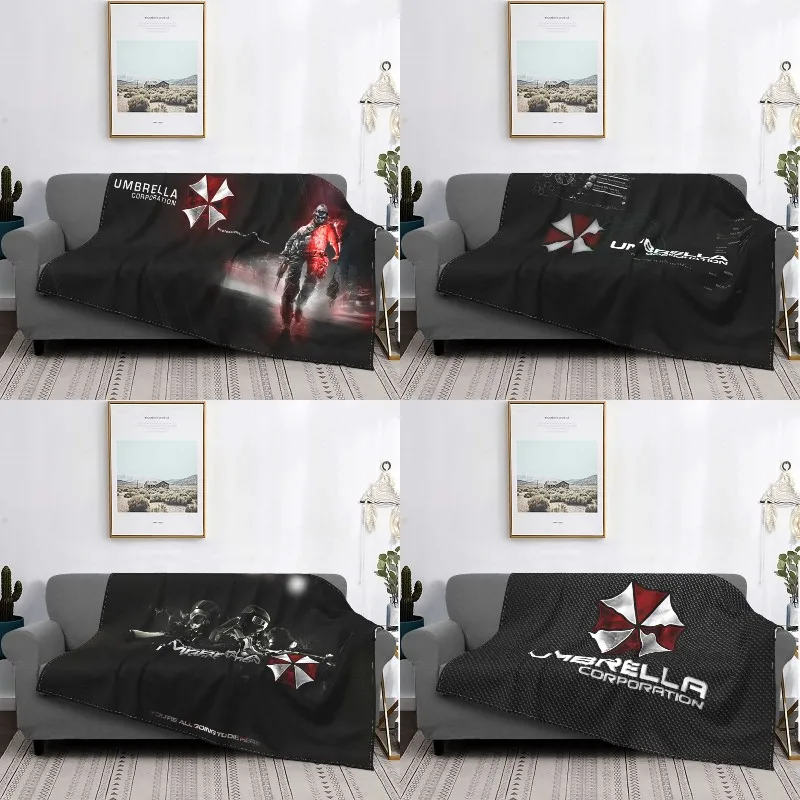 Grunge Umbrella Corporation Blanket Soft Fleece Warm Flannel Survive The City Throw Blankets for Sofa Office Bed Bedspread