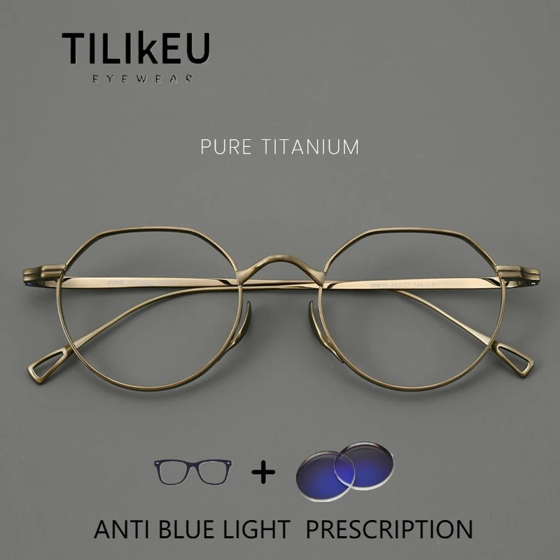 

Vintage Popular Oval Pure Titanium Eyeglasses Anti-Blue Ray Lenses Men Women Ultra-light Exquisite Optical Prescription Glasses