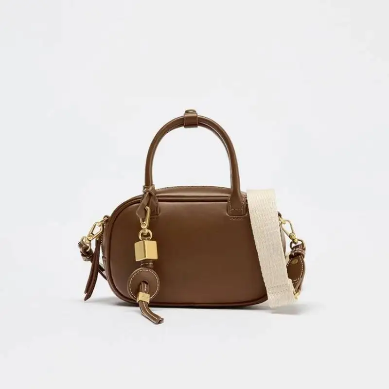 

MINI TOPED BAG, Wide Strap Women's Vintage Crossbody Bag, Ladies Design Handbags, Solid Color Small Shoulder Bag