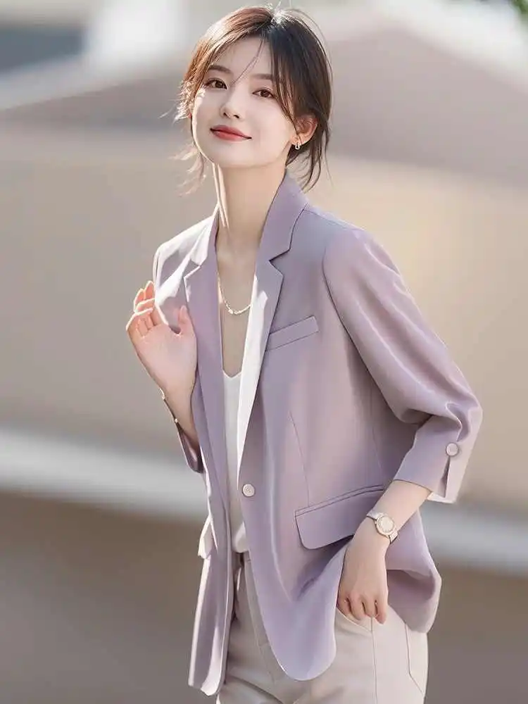 

Long Coat Woman Women'S Blazer Casual Fashion Spring Autumn Solid Color Ladies Clothing Oversized Business Lapel Long Sleeve