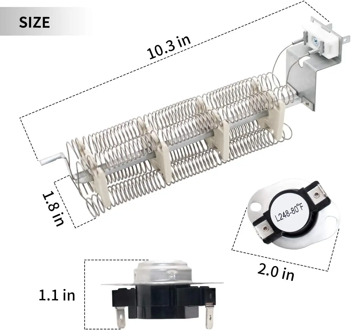 LA1044 LA-1044 Dryer Heating Element L248-80 Thermostat Kit by Sikawai  Fit for Whirlpool Admiral May-tag Magic Chef Dryers - Image 3