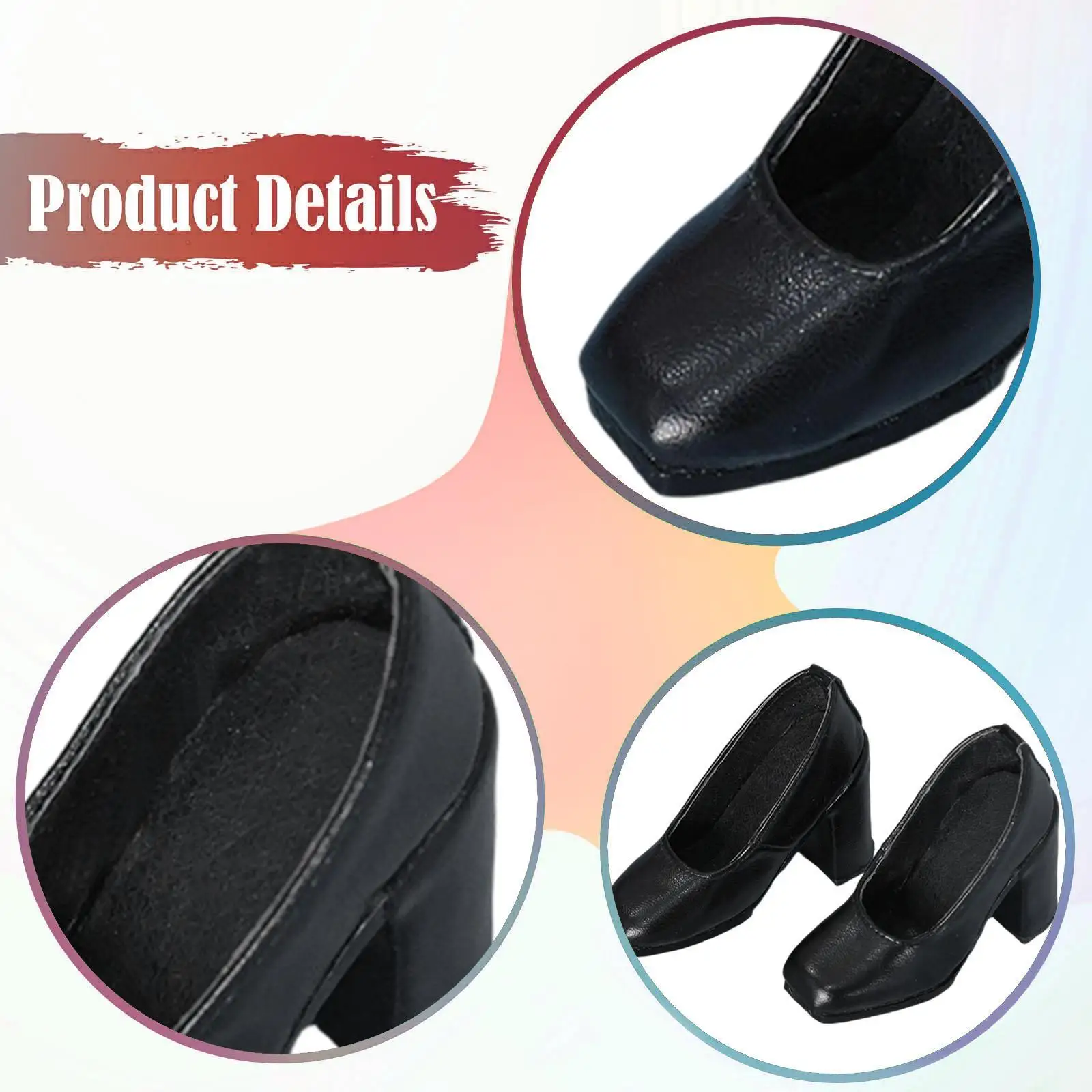 

High Heel Doll Shoes 1/3 BJD Matte Black PU Resin Fashion Style for Female Adult Doll Dress Up Accessories