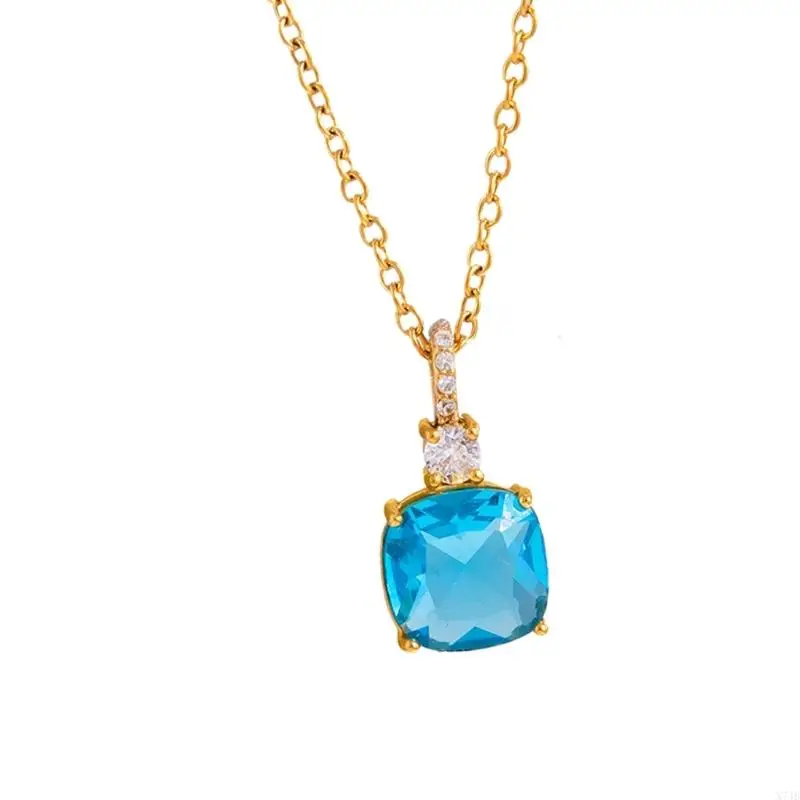  Sophisticated Square Cut Necklace Sparkling Stones Formal Or Casual Wear