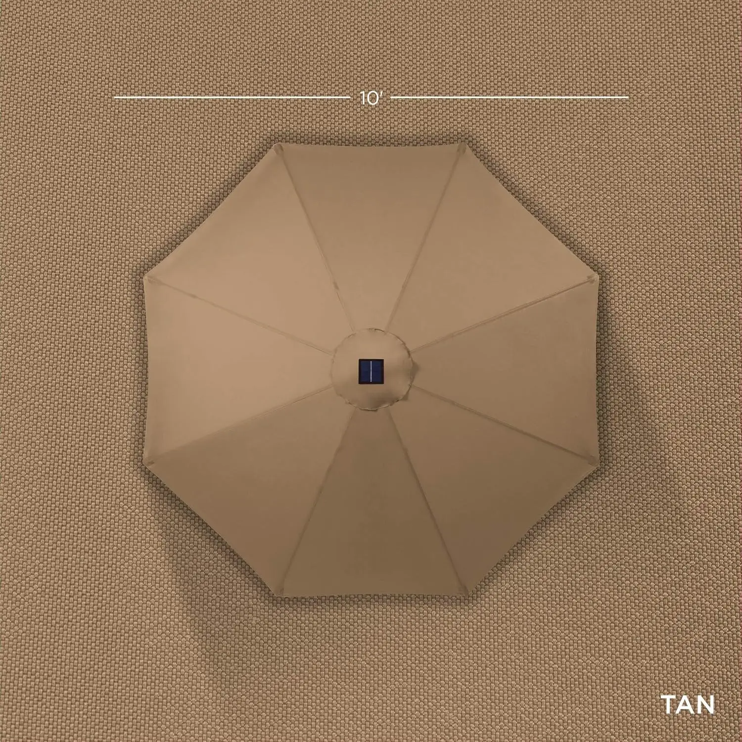 Best Choice Products 10ft Solar Polyester LED Lighted Patio Umbrella w/Tilt Adjustment and UV-Resistant Fabric - Tan