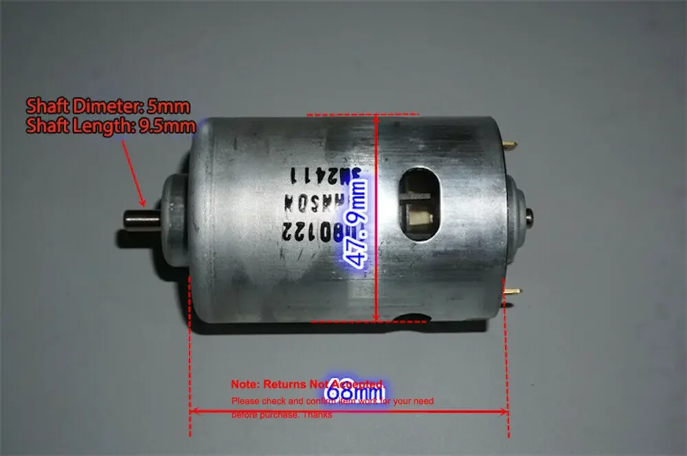 JOHNSON 1080122 HC877 motor DC 12V-18V High Speed Power for Electric Drill Tools