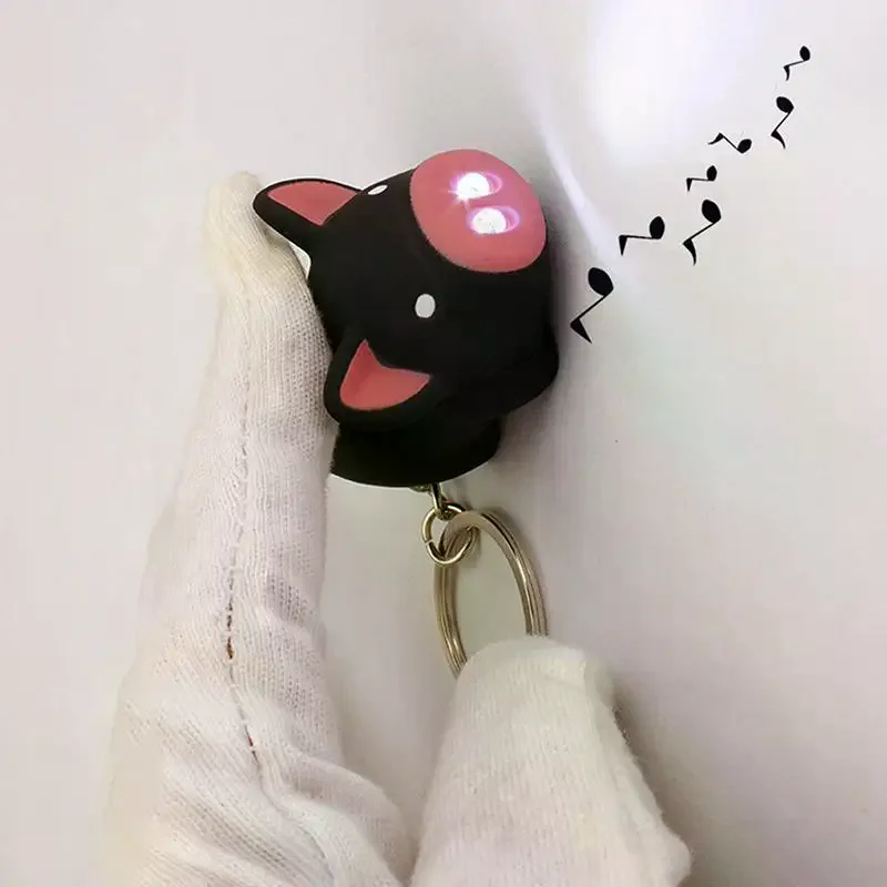 Cartoon Pig LED Keychain with Sound Light Key Ring for Car Bag Pendant Cute Gift Decoration for Girls Women