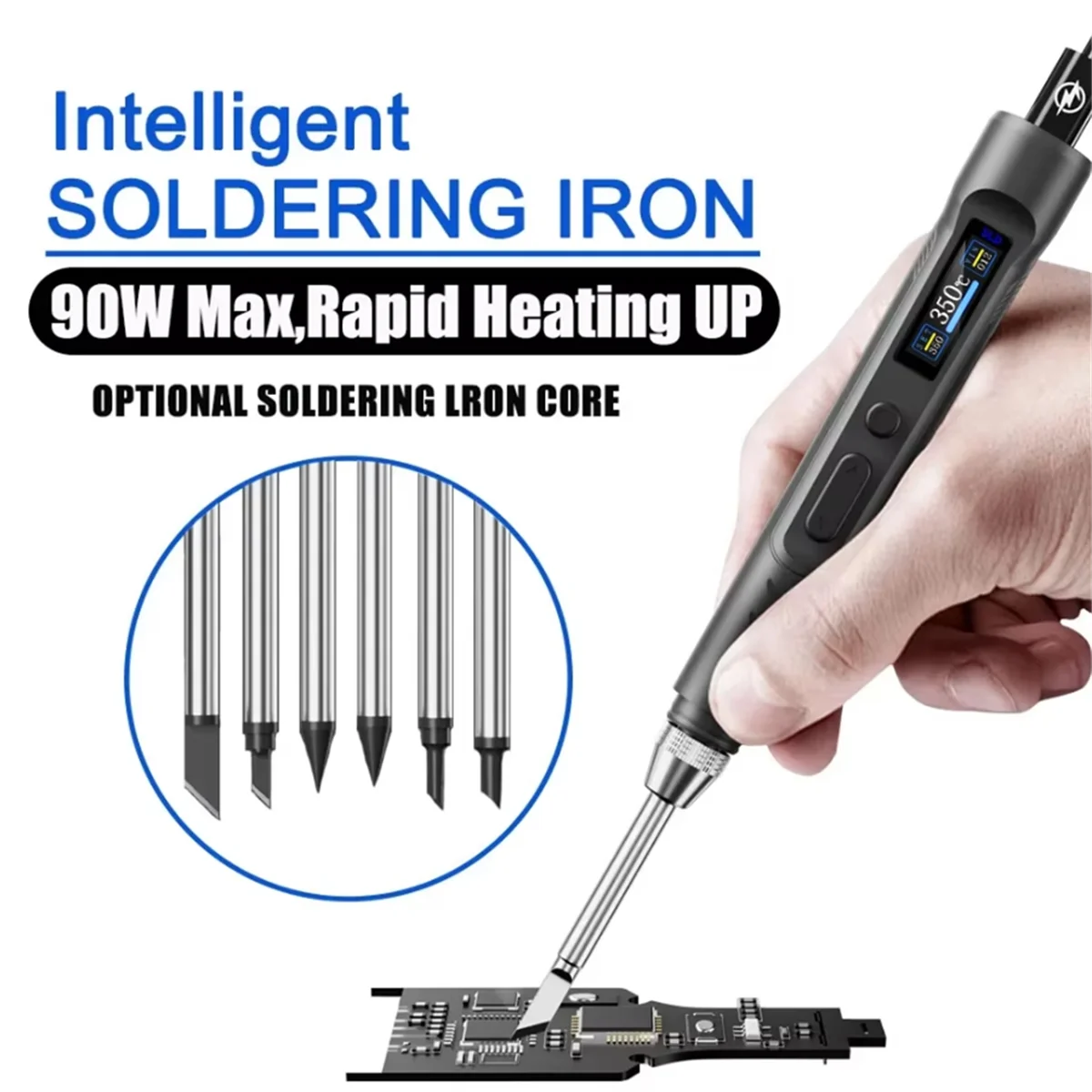 ГОРЯЧИЙ! Умный электрический паяльник T65-SP PD + DC 90 Вт, быстрый нагрев, 150-450 ℃   Сварочный утюг с регулируемым напряжением температуры