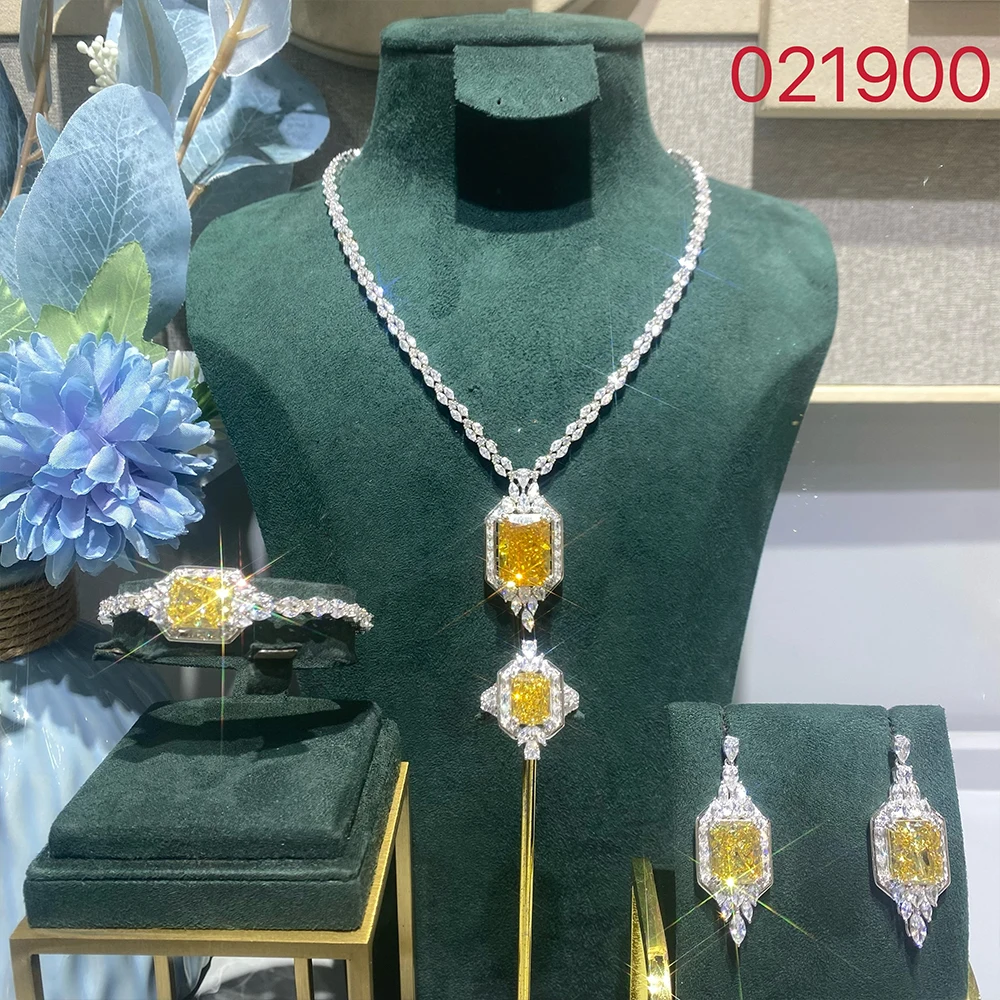 021900 4pcs Bridal Zircona Jewelry Set for Women Wedding Party Cubic Zircon Necklace Sets Bridal Dress Suits Jewellery Accessory