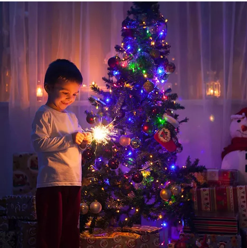 Luz LED para fiesta de Navidad, 8 modos, decoración navideña para bodas, luces de hadas, 10m, 30m, 50m, 100m, decoración