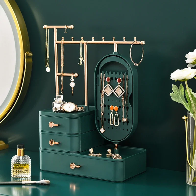 

Jewelry Storage Box Necklace Earring Display Fashion Big Capacity Cosmetic Storage Box Bathroom Desktop Beauty Makeup Organizer