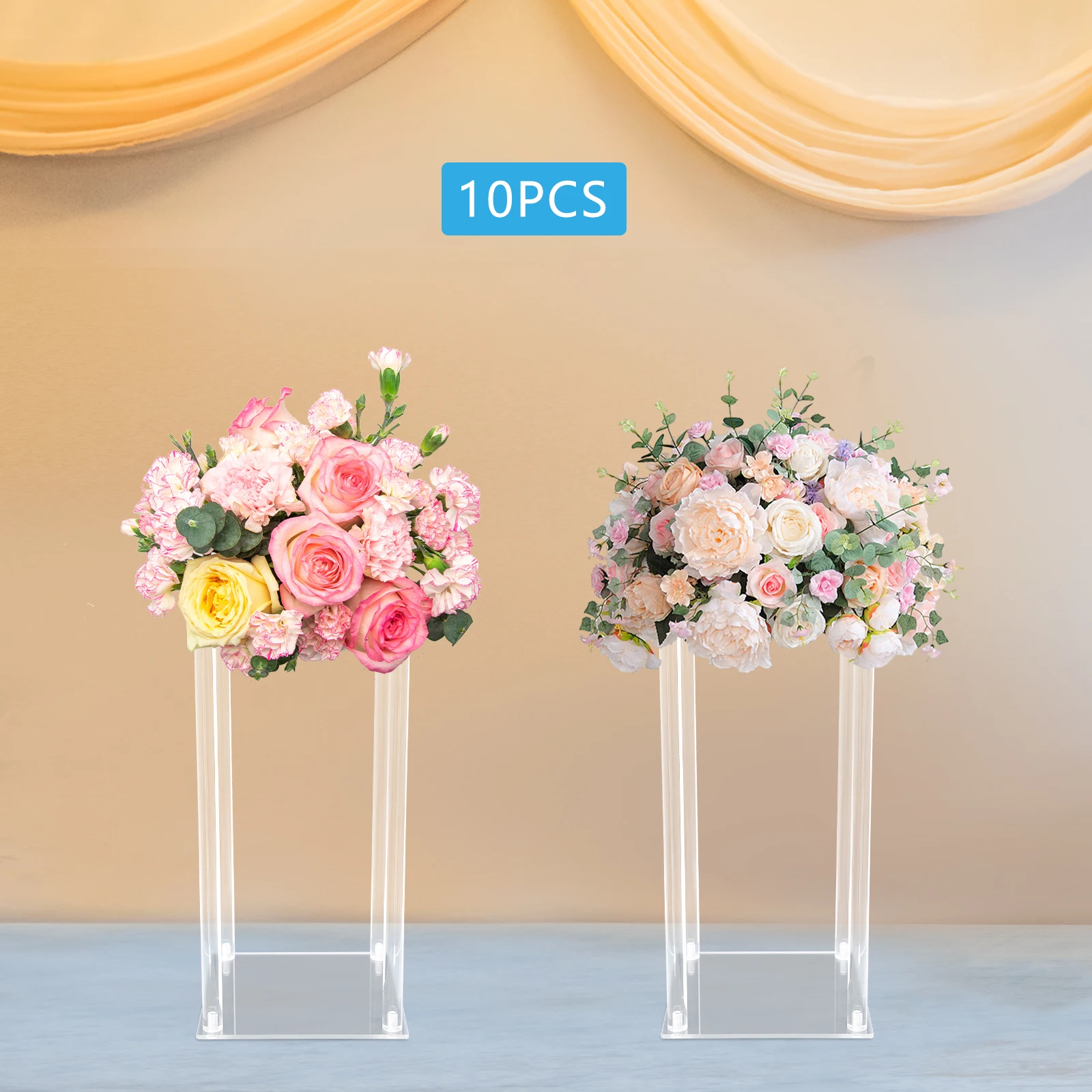 10-PIECES 25*25*60CM ACRYLIC WEDDING FLOWER STAND TRANSPARENT FLOWER STAND