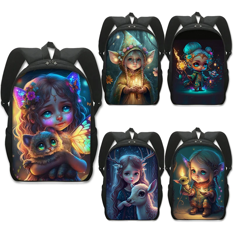 Fantasy Elves Print Backpack Women Men School Bags Art Girl Fairy for Teenagers Rucksack Laptop Daypack Book Bags Gift