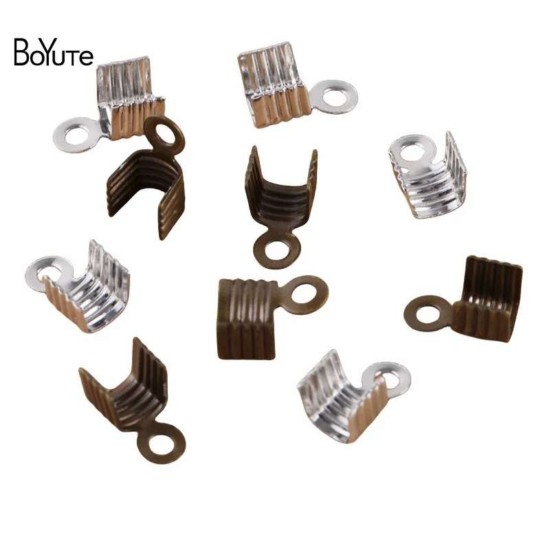 BoYuTe (200 Pieces/Lot) Fit 2.5MM 3MM Square Leather Rope Joint Clips Handmade Diy Metal Brass Jewelry Accessories Materials