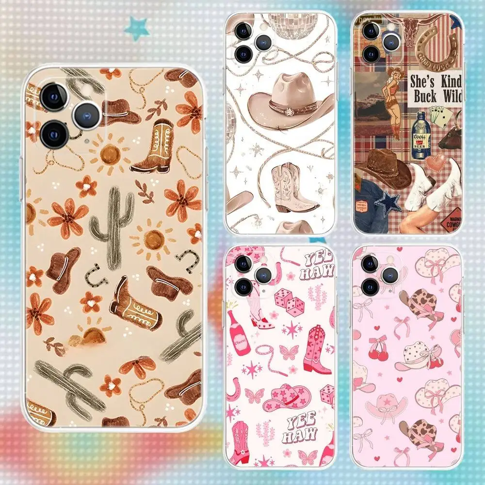 

Western Country Cowgirls Phone Case For iPhone 17,16,15,14,13,12,11 Pro,Max,Plus,Air,X,XS,XR,SE,Mini Transparent Soft