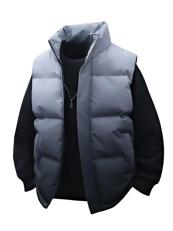 

New adient Color Cotton Vest Men's Autumn Winter Casual Faion Trendy Cotton Jaet Loose Fit Youthful Strong Warmth